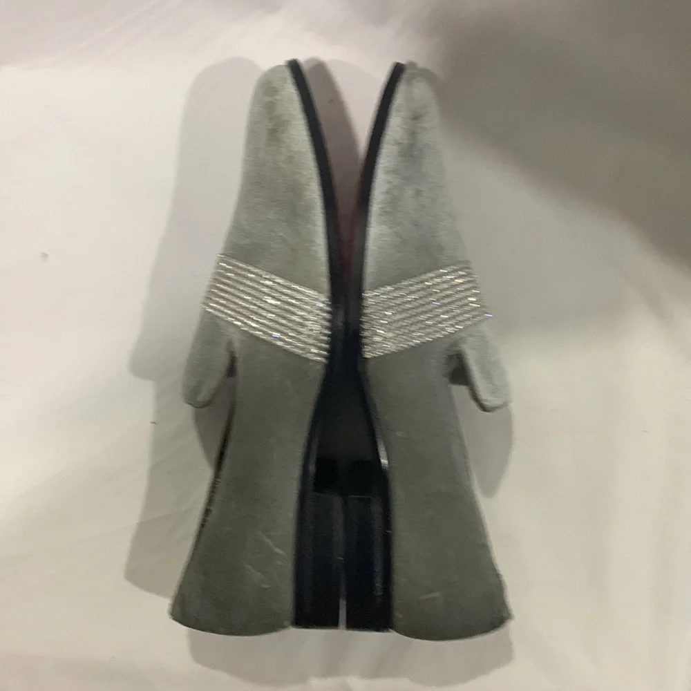 AFTER MIDNIGHT Velvet Silver Crystal Loafers